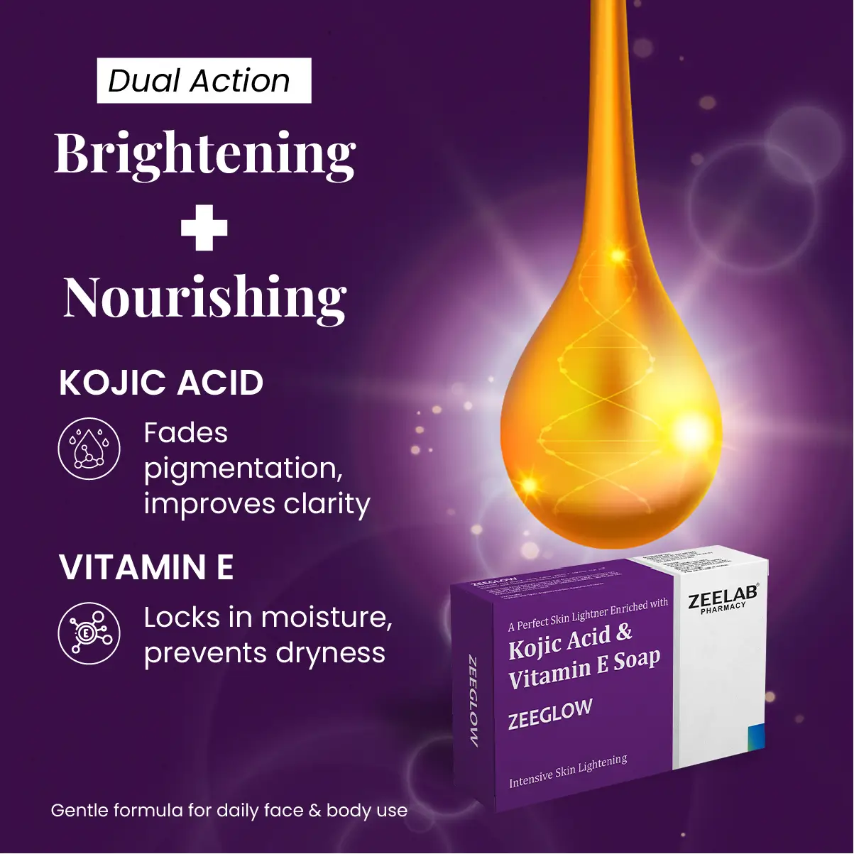 Zeeglow Kojic Acid & Vitamin E Soap | Helps Reduce Pigmentation & Uneven Tone